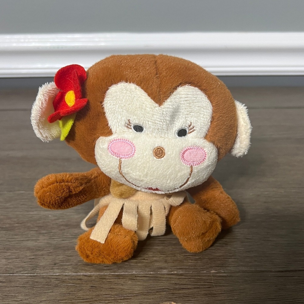 Monkey Plush Toy Hula Girl Flower‎ Accent Brown Stuffed Animal Kids